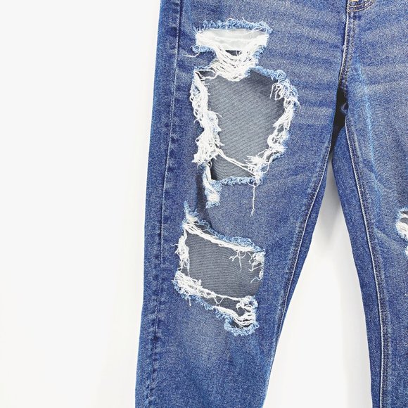 AEO Distressed Stretch Mom Jean Sz 8L - Picture 2 of 9